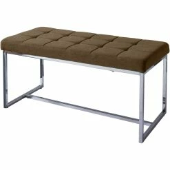 Outlet 🤩 CorLiving Huntington Modern Fabric Wide Bench With Chrome Base 👍