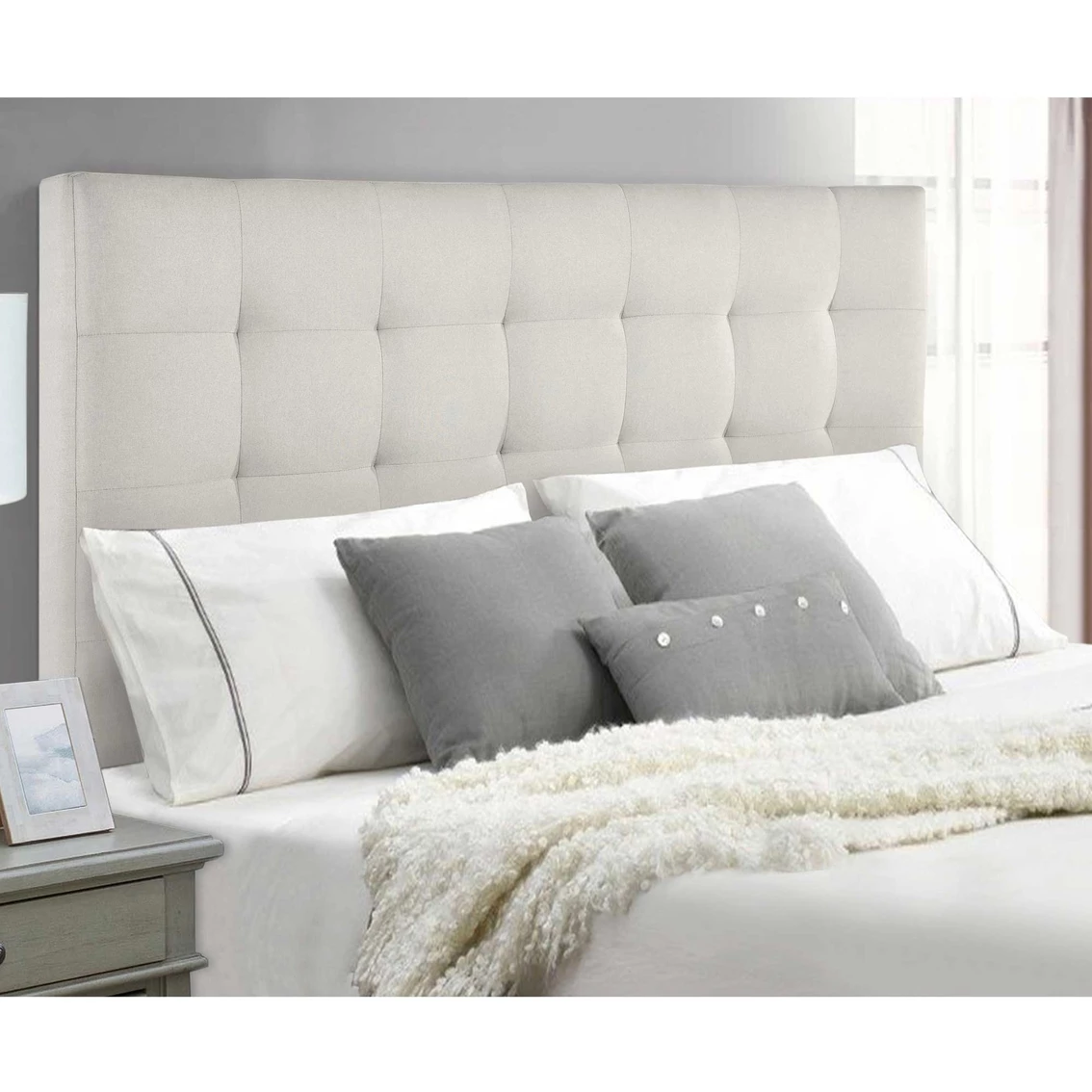 Wholesale 😀 Accentrics Home Mid-Century Modern Grid Tufted Upholstered Headboard In Denim Blue 👏 3 Wholesale 😀 Accentrics Home Mid-Century Modern Grid Tufted Upholstered Headboard In Denim Blue 👏