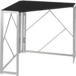 Best Sale 👏 LumiSource Folia Corner Desk In Silvertone Metal And Black Wood ✔️