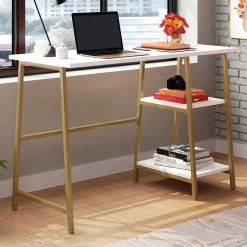 Discount ⭐ Sauder North Avenue Modern Desk With Open Shelves In White 👏