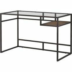 Top 10 😉 Bush Furniture Anthropology 48W Glass Top Writing Desk With Shelf 👏