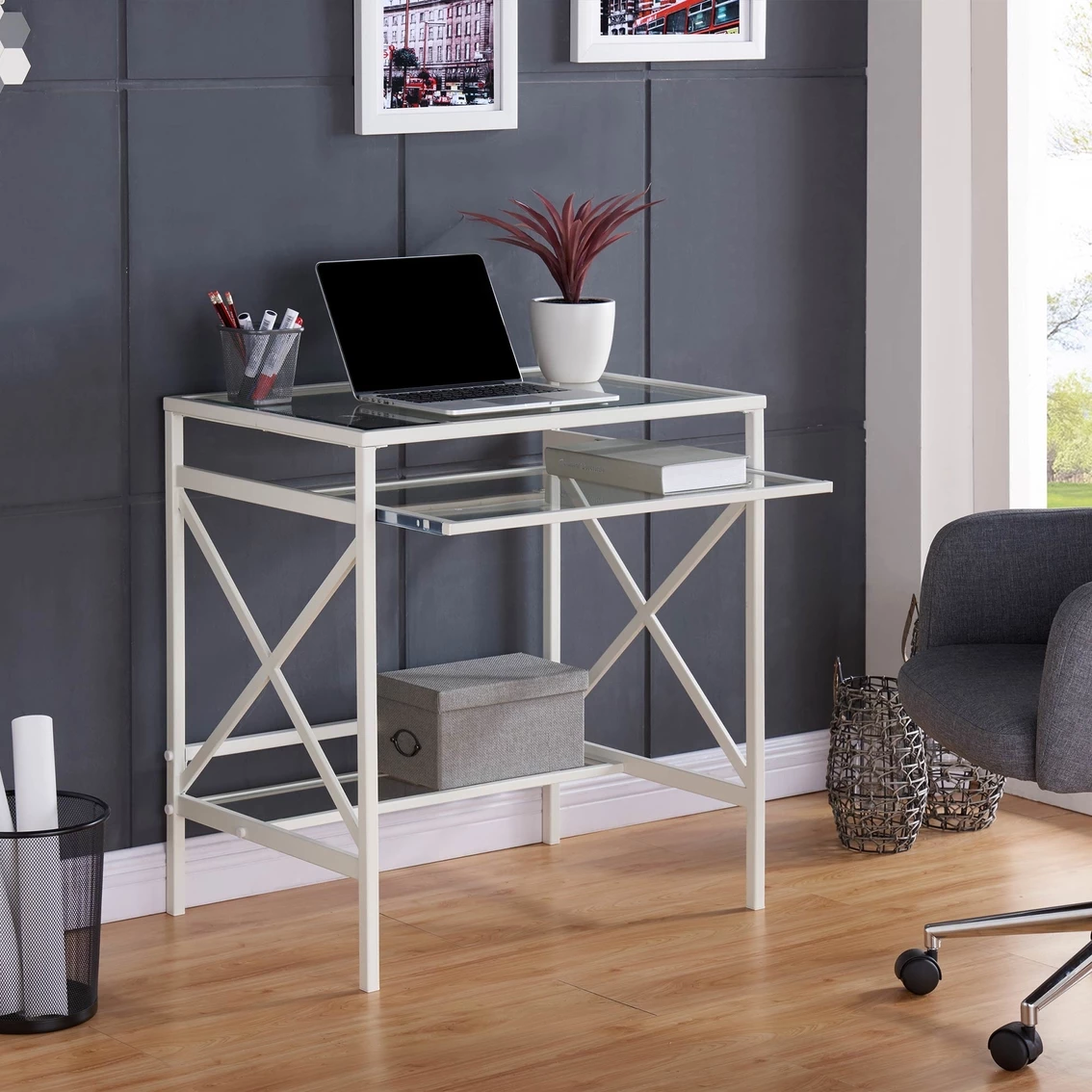 Brand new โค๏ธ Southern Enterprises Elvan Metal/Glass Desk ๐ 6 Brand new โค๏ธ Southern Enterprises Elvan Metal/Glass Desk ๐ - Image 4
