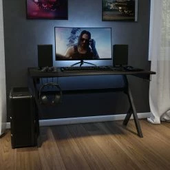 Best Pirce ⭐ Flash Furniture Gaming Desk 45.25" X 29" Computer Table Gamer Workstation With Headphone Holder And 2 Cable Management Holes 👍