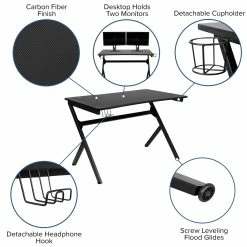 Best Pirce ⭐ Flash Furniture Gaming Desk 45.25" X 29" Computer Table Gamer Workstation With Headphone Holder And 2 Cable Management Holes 👍 -furniture Shop unnamed file 2056