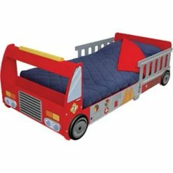 Promo ✔️ KidKraft Firefighter Toddler Fire Truck Cot 👍
