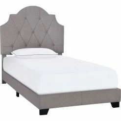 New ๐ Accentrics Home Saddle Tufted Twin Upholstered Bed In Smoke Gray ๐