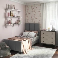 Cheapest 🎉 Accentrics Home Modern Channel Bed In Flannel 🎁 -furniture Shop unnamed file 454