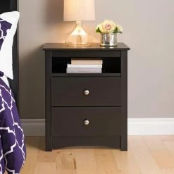 Outlet ๐ Prepac 2 Drawer Nightstand With Open Shelf ๐งจ