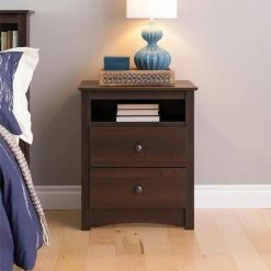 Wholesale โ Prepac Fremont Tall 2 Drawer Nightstand With Open Shelf ๐
