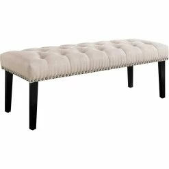 Cheap ⌛ Accentrics Home Beige Diamond Button Tufted Upholstered Bed Bench ✨