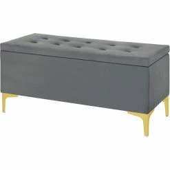 Cheap 🔔 Accentrics Home 42 In. Hinged Top Storage Bench With Grid Tufted Seat ❤️